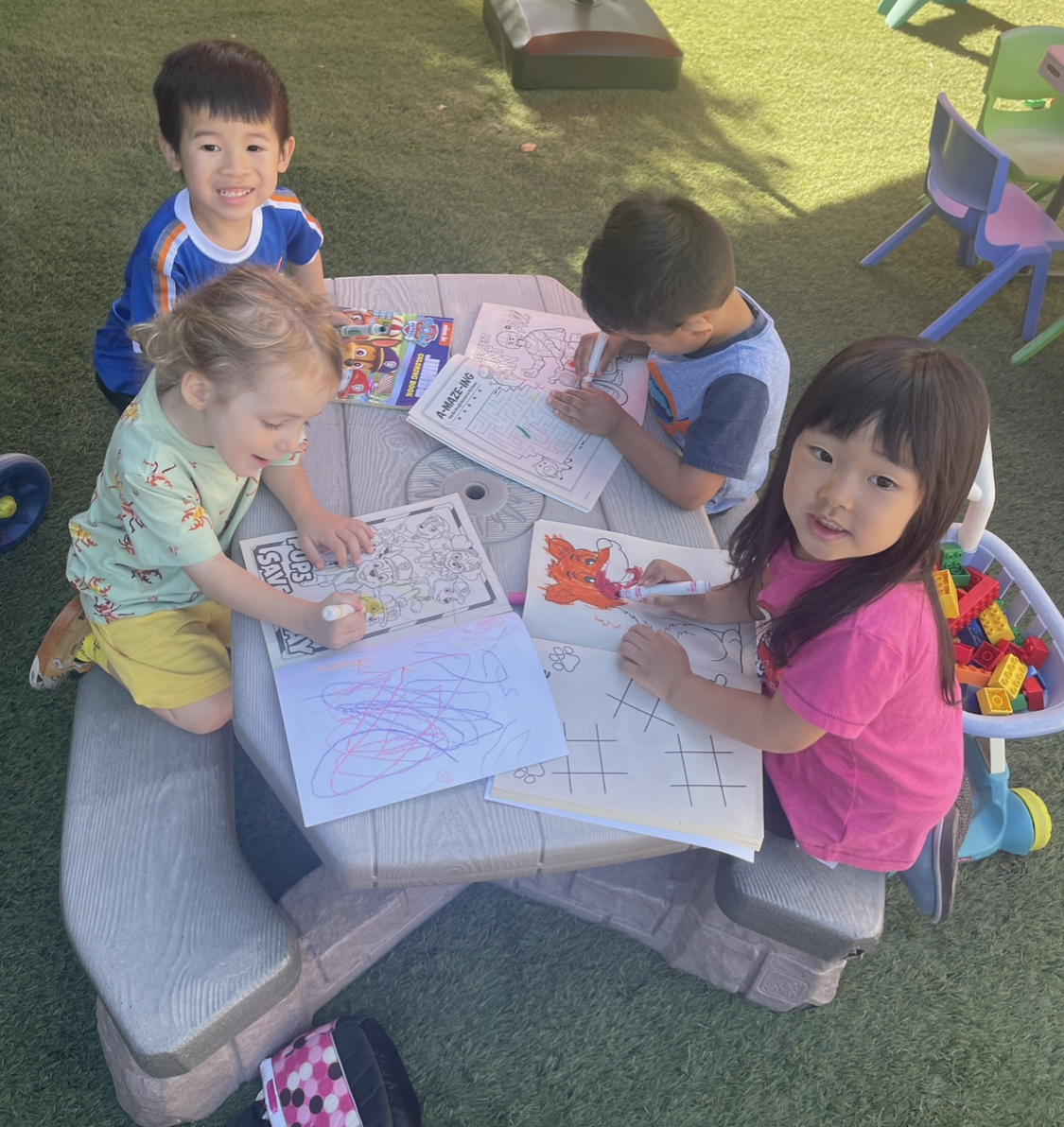Children playing outside at a playground